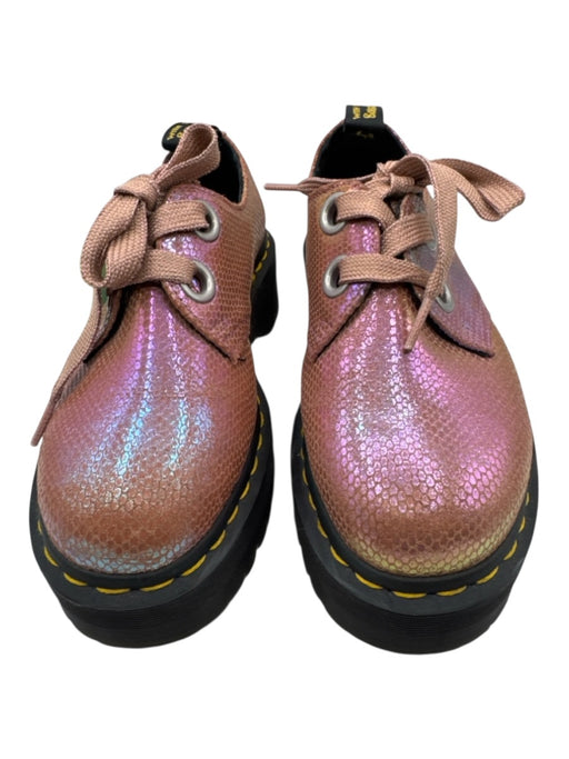 Dr. Martens Shoe Size 6 Pink Leather Snake Print Iridescent Lace Up Shoes Pink / 6