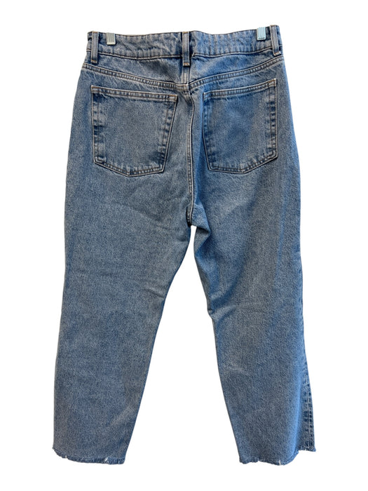 MNG Size 10 Med Dark Wash Cotton Blend 5 Pocket Straight Leg Raw Hem Jeans Med Dark Wash / 10