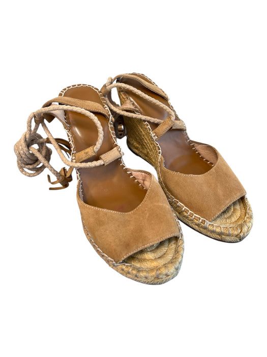 Joie Shoe Size 38 Brown Suede Ankle Tie Open Toe & Heel Wedge Sandal Shoes Brown / 38