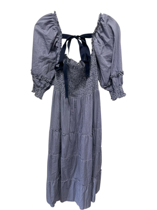 Hill House Size L Blue & White Cotton & Polyamide Gingham smocked Dress Blue & White / L