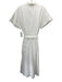 Zara Size L White Cotton Eyelets Button Up Cap Sleeve Dress White / L