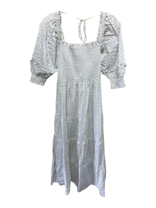 Hill House Size M White, Blue, Multi Cotton All Over Print Smocked Dress White, Blue, Multi / M