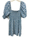 Hill House Size M Blue & White Polyester All Over Print Short Puff Sleeve Dress Blue & White / M