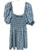Hill House Size M Blue & White Polyester All Over Print Short Puff Sleeve Dress Blue & White / M