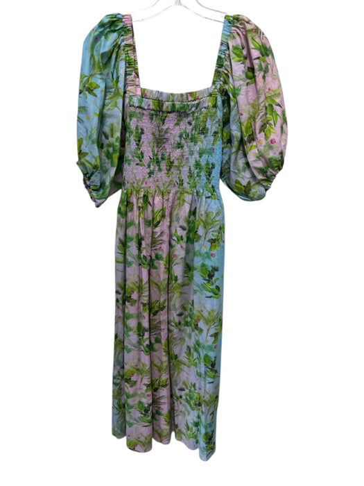 Cynthia Rowley Size M Purple, Blue, Multi Cotton Smocked Floral Print Dress Purple, Blue, Multi / M