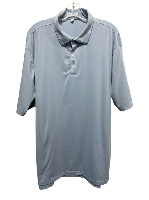 Peter Millar Size XL Blue & Pink Polyester Striped Polo Men's Short Sleeve Blue & Pink / XL
