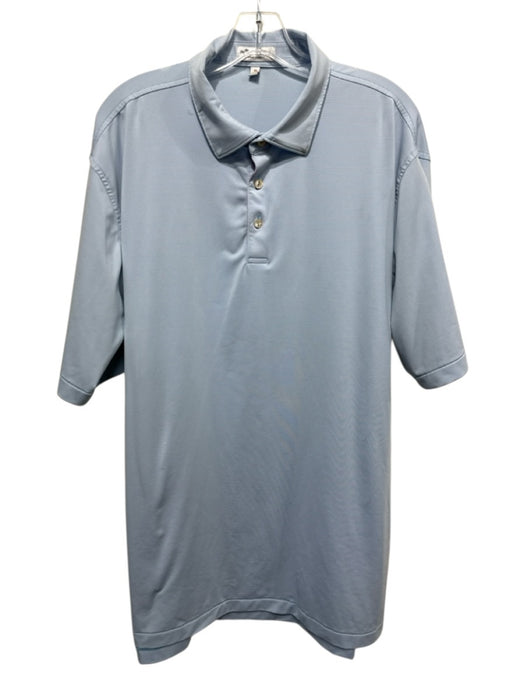 Peter Millar Size XL Blue & Pink Polyester Striped Polo Men's Short Sleeve Blue & Pink / XL