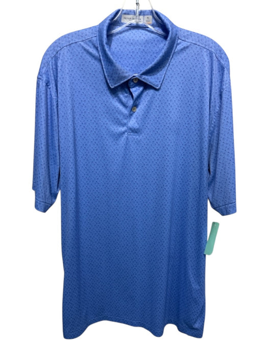 Peter Millar Size XL Blue & Pink Polyester Striped Polo Men's Short Sleeve Blue & Pink / XL