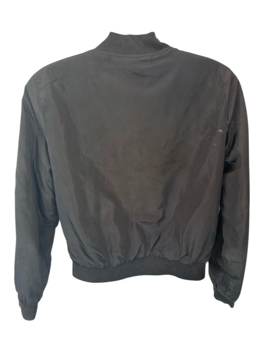 CM3 Outfitters Size S Black Polyester Blend Bomber Zip Up Crew Neck Jacket Black / S