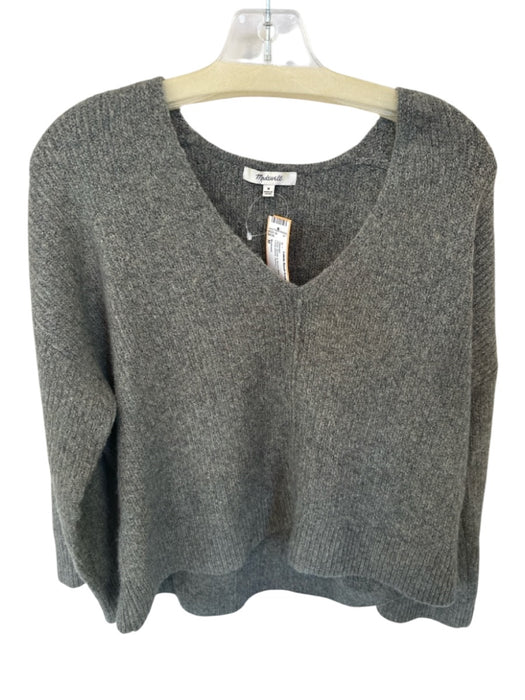 Madewell Size M Grey Acrylic & Merino Wool Knit V Neck Long Sleeve Sweater Grey / M