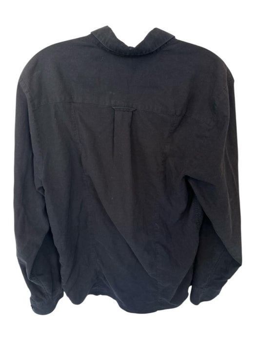 Volcom Size M Black Cotton Blend Long Sleeve Button Up Collar Gathered Top Black / M