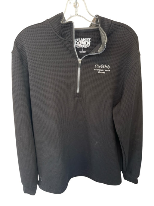 Straight Down Size L Black Polyester Waffle Half Zip Athletic Men's Jacket Black / L