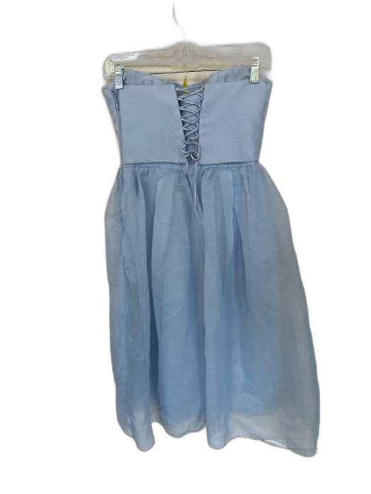 Oh Polly Size 4 Baby Blue Polyester Strapless Corset Bodice Tea Length Gown Baby Blue / 4