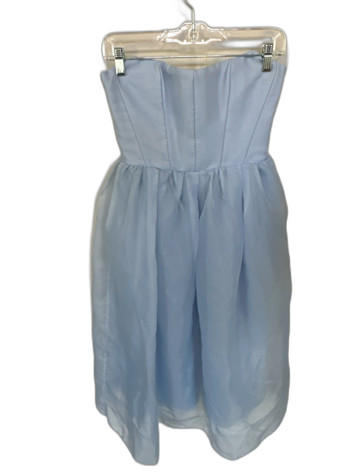 Oh Polly Size 4 Baby Blue Polyester Strapless Corset Bodice Tea Length Gown Baby Blue / 4