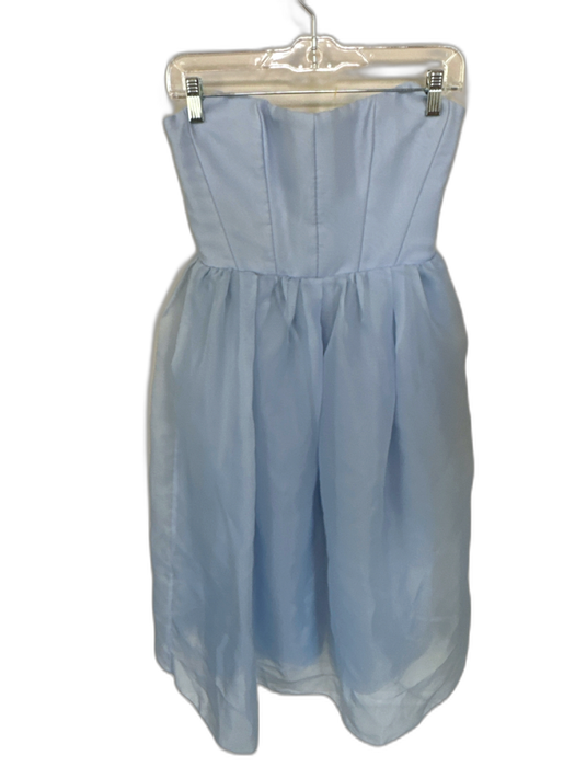 Oh Polly Size 4 Baby Blue Polyester Strapless Corset Bodice Tea Length Gown Baby Blue / 4