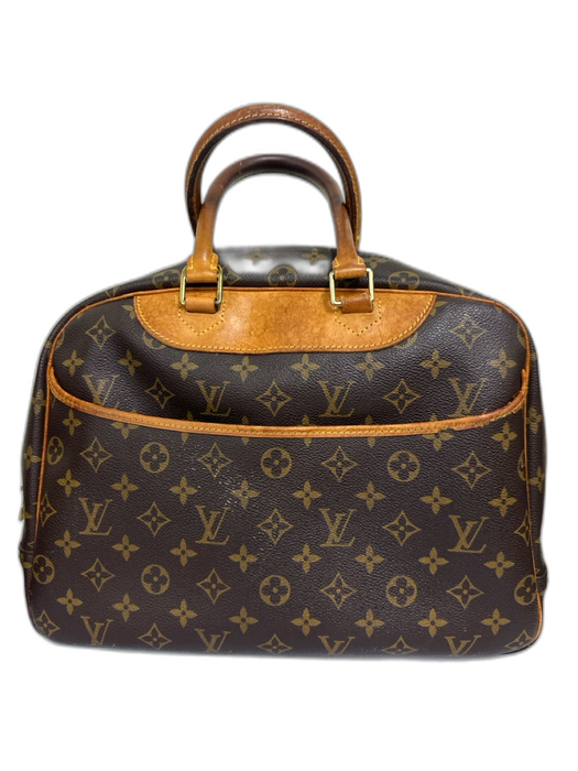 Louis Vuitton Brown & Amber Coated Canvas Top Handles LV Monogram Deauville Bag Brown & Amber / S