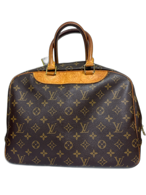 Louis Vuitton Brown & Amber Coated Canvas Top Handles LV Monogram Deauville Bag Brown & Amber / S