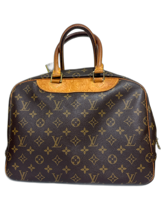 Louis Vuitton Brown & Amber Coated Canvas Top Handles LV Monogram Deauville Bag Brown & Amber / S