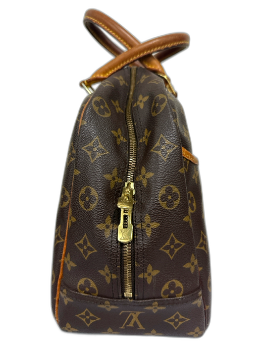 Louis Vuitton Brown & Amber Coated Canvas Top Handles LV Monogram Deauville Bag Brown & Amber / S