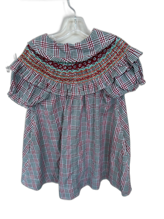 Pilcro Size XS Blue & Red Cotton Collar V Neck Stitch Detail Gingham Dress Blue & Red / XS