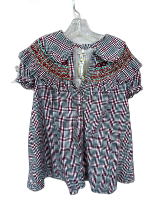 Pilcro Size XS Blue & Red Cotton Collar V Neck Stitch Detail Gingham Dress Blue & Red / XS