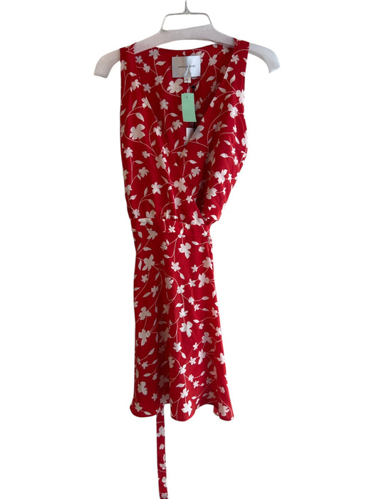 Amour Vert Size M red & cream Silk V Neck Sleeveless Floral Print Wrap — Labels Resale Boutique