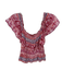 Aqua Size XS Red & Pink Rayon Off Shoulder Rouched Abstract Cropped Top Red & Pink / XS