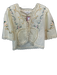 Jennifer & Grace Size M Cream & Multi Cotton 3/4 Sleeve Cross Stitch Floral Top Cream & Multi / M