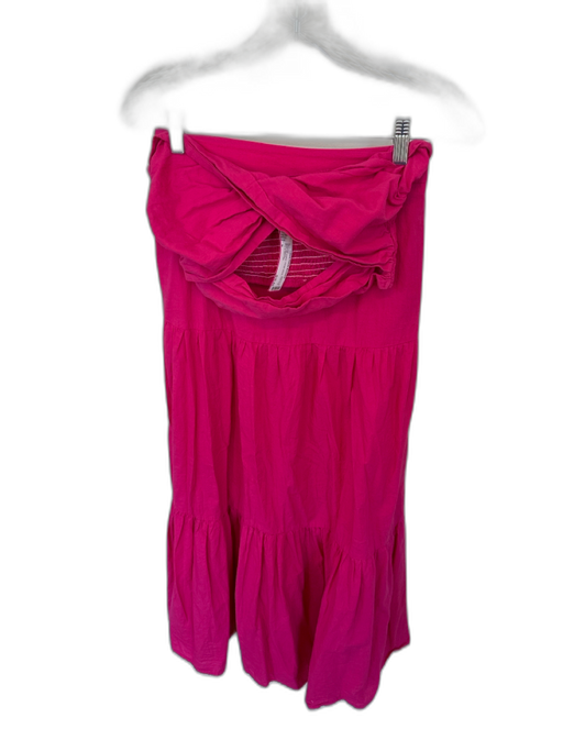 Size S Magenta Cotton Elastic Waist Tube Top Maxi Skirt Set Magenta / S