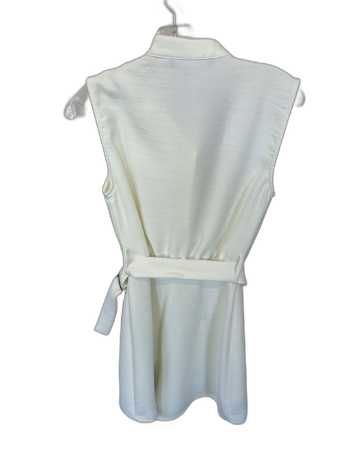 Zara Size XS Ivory Polyester Sleeveless Attached Belt Romper Ivory / XS