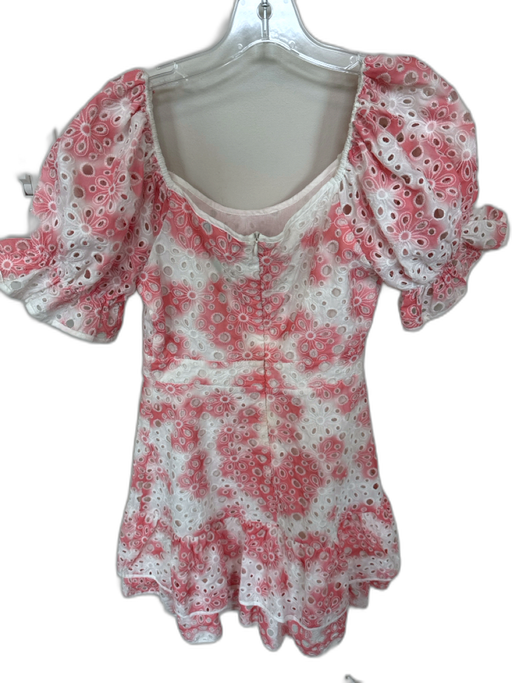 Stellah Size XS Rose & White Cotton Eyelet Scoop Neck Scrunch Detail Dress Rose & White / XS