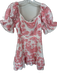 Stellah Size XS Rose & White Cotton Eyelet Scoop Neck Scrunch Detail Dress Rose & White / XS