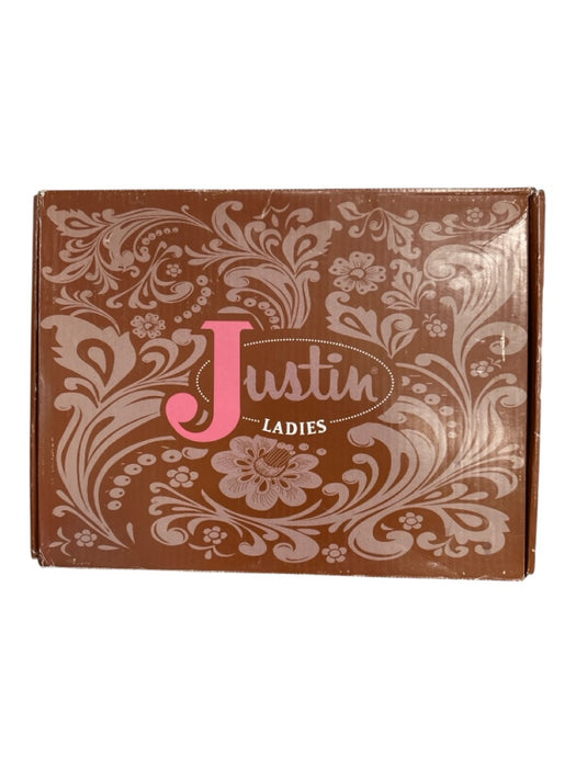 Justin Shoe Size 6 Brown, green, yellow Leather Square Toe Embroidered Boots Brown, green, yellow / 6