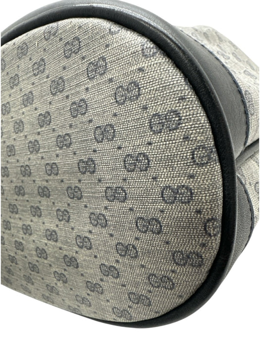 Gucci navy & gray Coated Canvas Leather trim Monogram Shoulder Strap Bucket Bag navy & gray / Medium