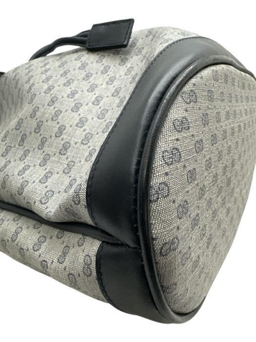 Gucci navy & gray Coated Canvas Leather trim Monogram Shoulder Strap Bucket Bag navy & gray / Medium