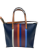 Tory Burch Blue, Orange, Brown Leather Top Handles Striped Logo Bag Blue, Orange, Brown / Medium