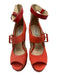 Jimmy Choo Shoe Size 38.5 Orange Leather Peep Toe Buckle Ankle Strap Pumps Orange / 38.5
