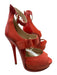 Jimmy Choo Shoe Size 38.5 Orange Leather Peep Toe Buckle Ankle Strap Pumps Orange / 38.5