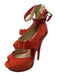 Jimmy Choo Shoe Size 38.5 Orange Leather Peep Toe Buckle Ankle Strap Pumps Orange / 38.5
