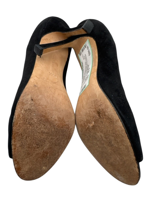 Manolo Blahnik Shoe Size 39.5 Black Leather Suede Peep Toe Cut Out Pumps Black / 39.5