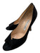 Manolo Blahnik Shoe Size 39.5 Black Leather Suede Peep Toe Cut Out Pumps Black / 39.5