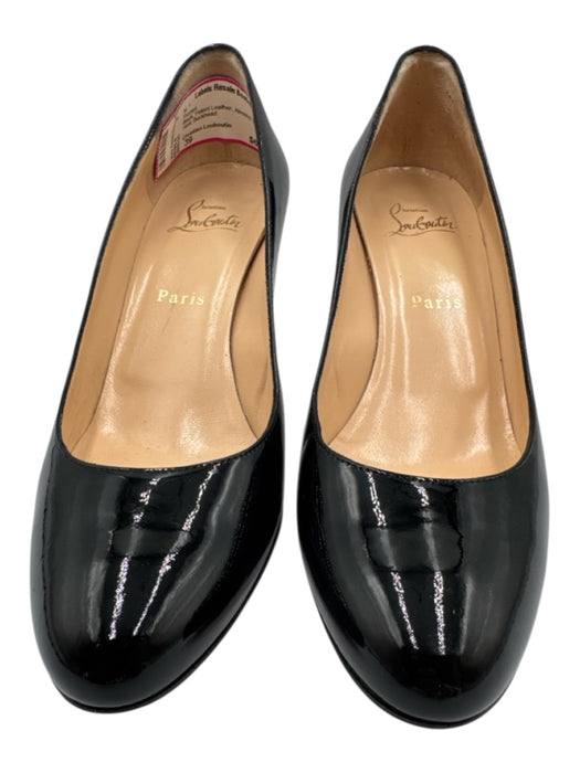 Christian Louboutin Shoe Size 39 Black Patent Leather Almond Toe Mid Heel Pumps Black / 39
