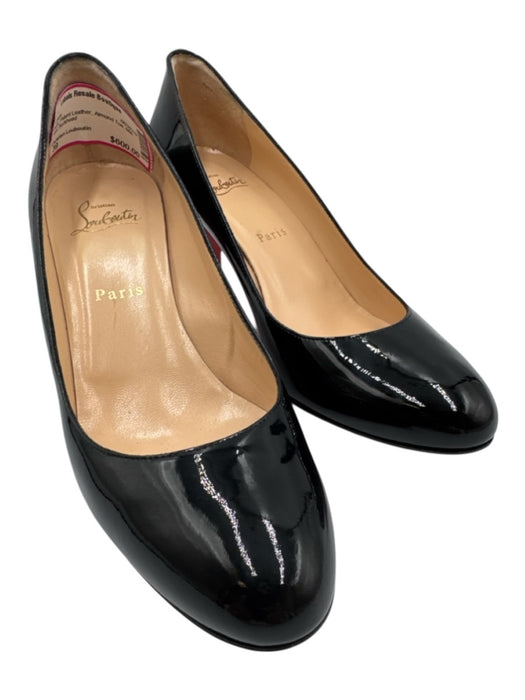 Christian Louboutin Shoe Size 39 Black Patent Leather Almond Toe Mid Heel Pumps Black / 39