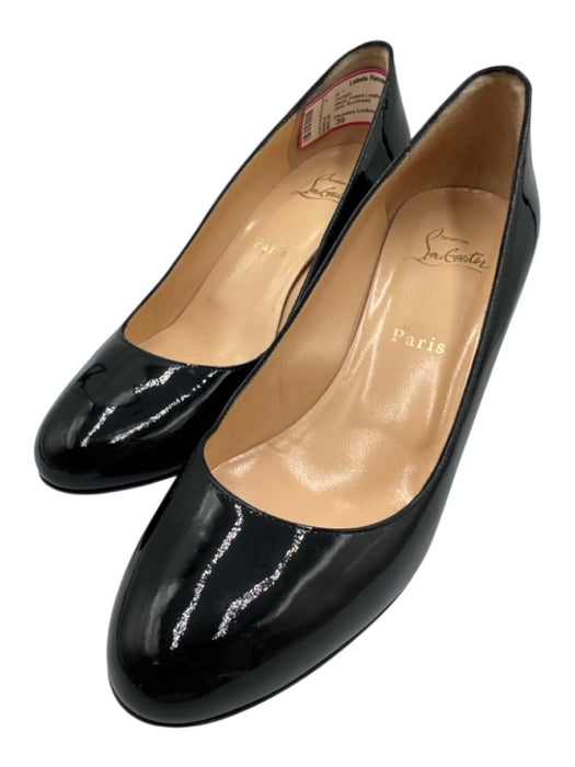 Christian Louboutin Shoe Size 39 Black Patent Leather Almond Toe Mid Heel Pumps Black / 39