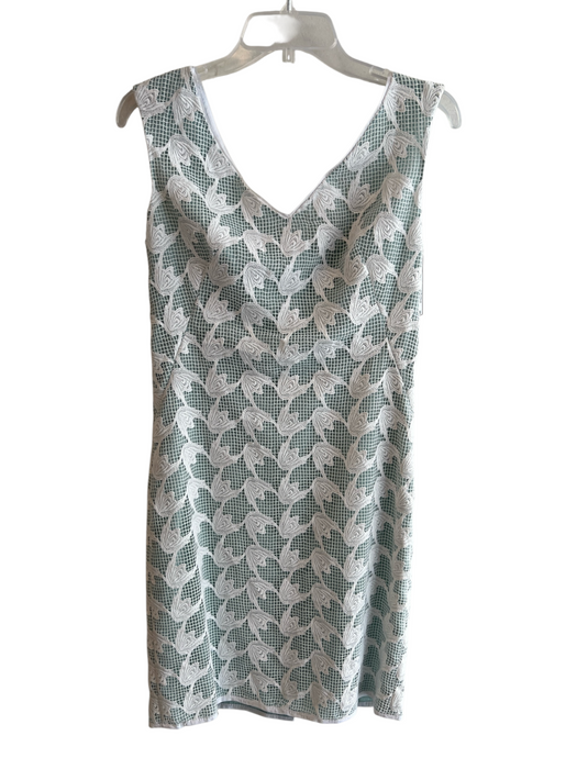 Tory Burch Size 4 White & Multi Polyester Sleeveless Lace Detail Back Zip Dress White & Multi / 4