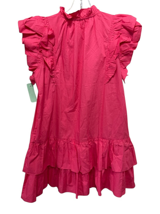 Carole Christian Size S Pink Cotton Flutter Sleeves V Neck Mini Dress Pink / S
