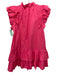 Carole Christian Size S Pink Cotton Flutter Sleeves V Neck Mini Dress Pink / S