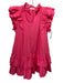 Carole Christian Size S Pink Cotton Flutter Sleeves V Neck Mini Dress Pink / S