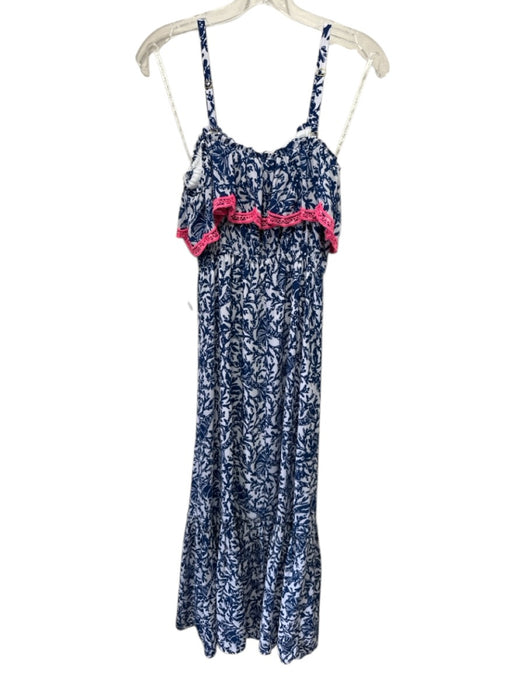 Lilly Pulitzer Size XS Blue & White Polyester Printed Scallop Hem Maxi Dress Blue & White / XS