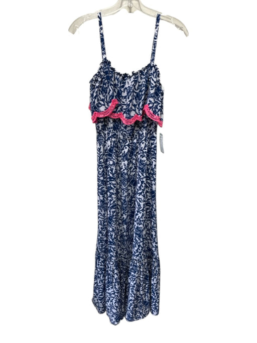Lilly Pulitzer Size XS Blue & White Polyester Printed Scallop Hem Maxi Dress Blue & White / XS